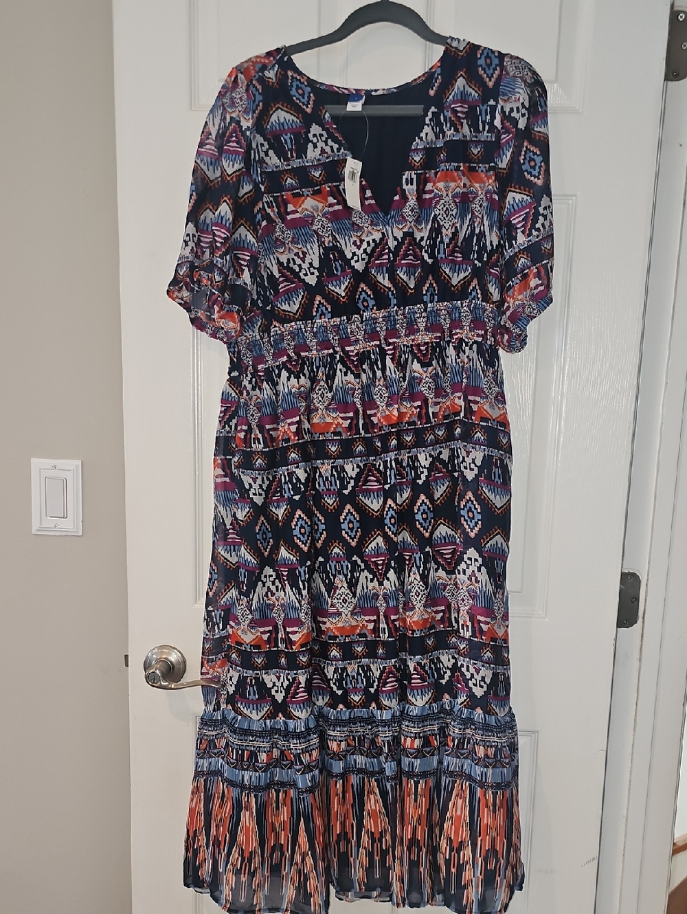 Old Navy Multicolor Geometric Maxi Dress